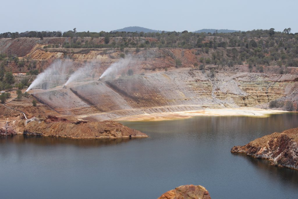 A controlled water release has taken place at a former mine site at Mt Morgan. A controlled water release has taken place at a former mine site at Mt Morgan.